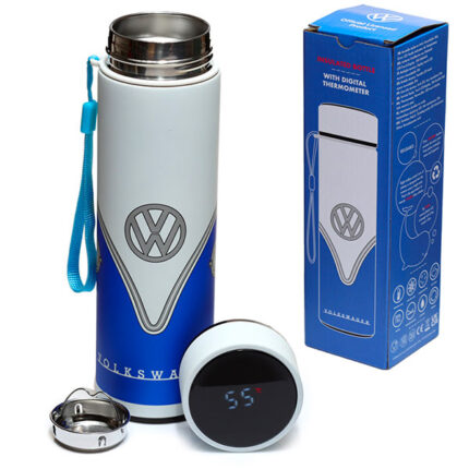 Bottiglia Termica Acciaio con Termometro Digitale - Volkswagen Transporter T1 - Blu