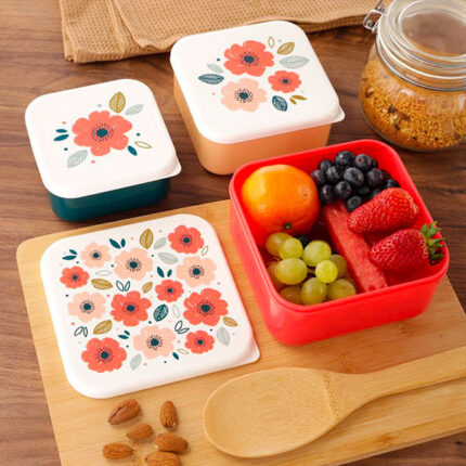 Set di 3 Contenitori per Alimenti - Papavero