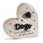 Decorazione in legno a cuore "Dogs & Cats" da appoggiare