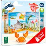 Libro in legno illustrato Mondo Sottomarino - interattivo