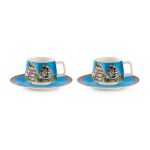 SET 2 TAZZE CAFFÈ LAUREL BURCH JUNGLE AZZURRE