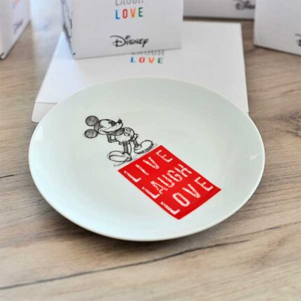 Set piatto dolce e bowl MICKEY LIVE LAUGH LOVE rosso