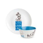 Set piatto dolce e bowl MICKEY LIVE LAUGH LOVE blu