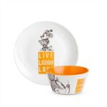 Set piatto dolce e bowl MICKEY LIVE LAUGH LOVE arancio