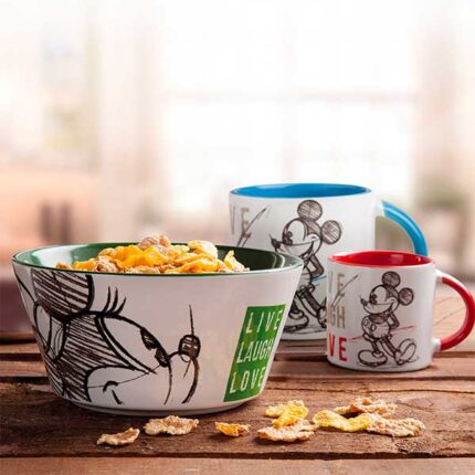 Set piatto dolce e bowl MICKEY LIVE LAUGH LOVE verde